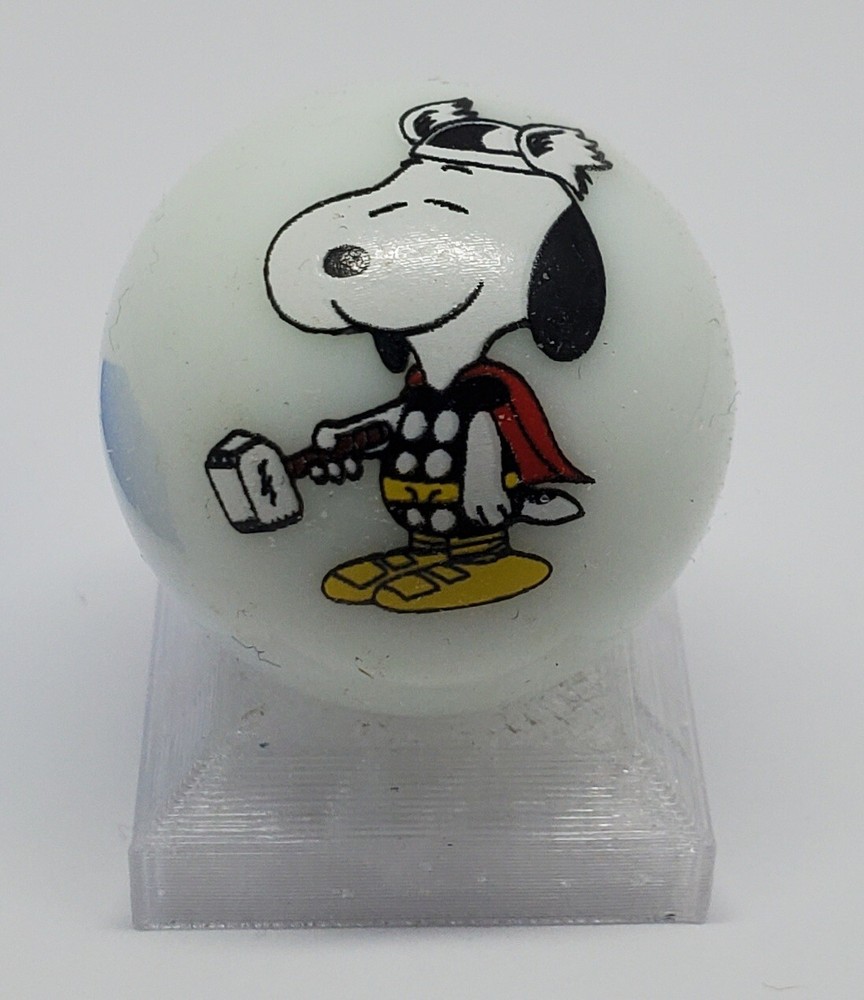 Snoopy Thor 1" Glass Logo Marble w/ Stand