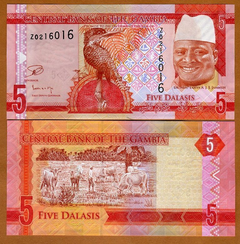 Gambia, 5 Dalasis, ND (2015), P-New, UNC Z REPLACEMENT