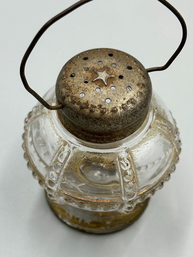 1910s Beaded LANTERN Glass CANDY CONTAINER Shaker E&A 405