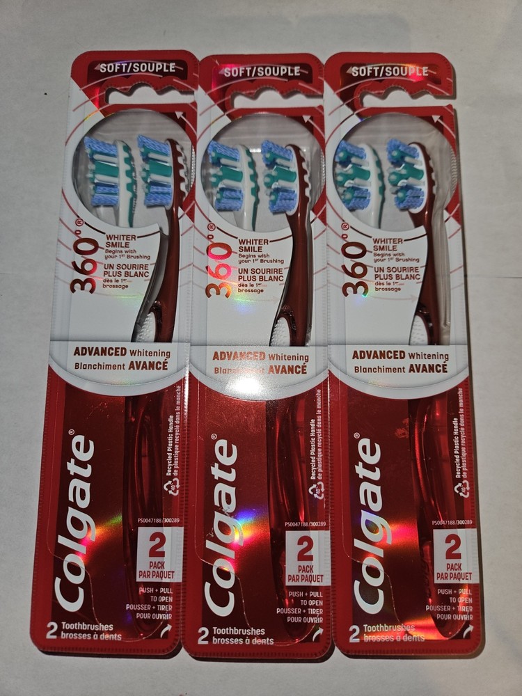Colgate 360 Advanced Optic White Toothbrush Soft 2ct (3 Pack) Advanced Whitening