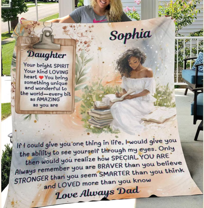 Personalized Daughter Blanket Braver Stronger Gift
