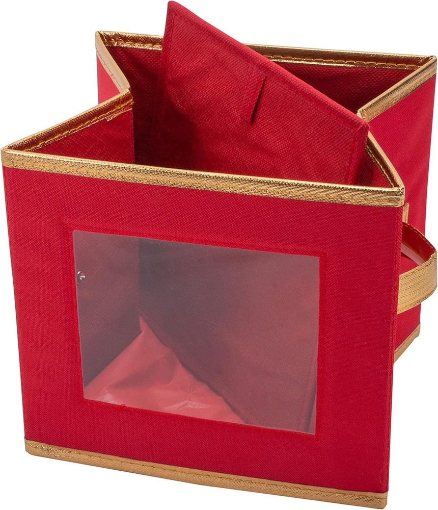 Elegant 9.45" Red Dinnerware Storage Box for Safe Holiday Plate Storage