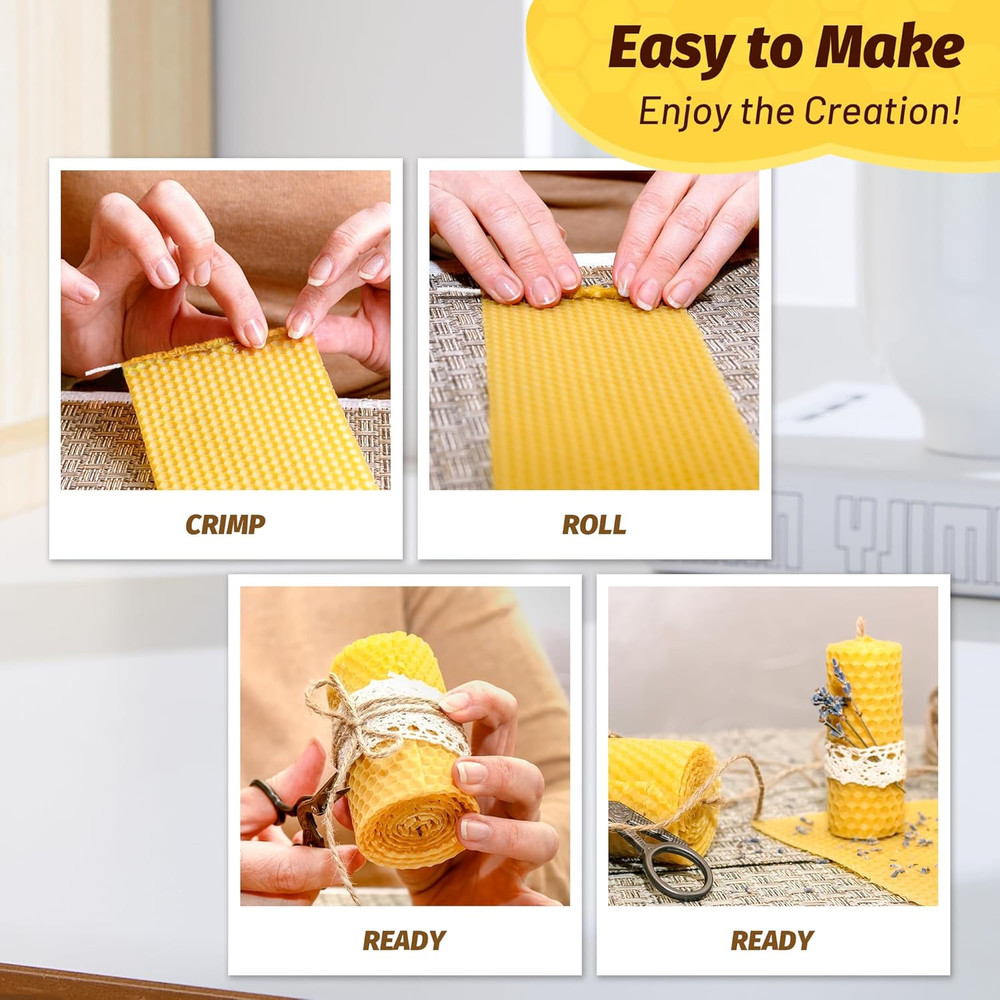 Natural Beeswax Candle Making Kit for Beginners-12 Beeswax Sheets for Candle ...