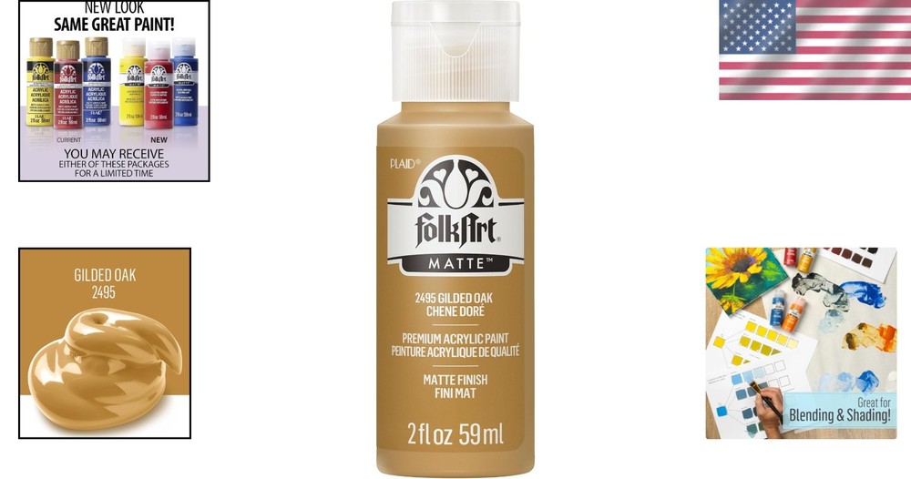 2oz FolkArt Gilded Oak Acrylic Paint – Exceptional Coverage for Every Project