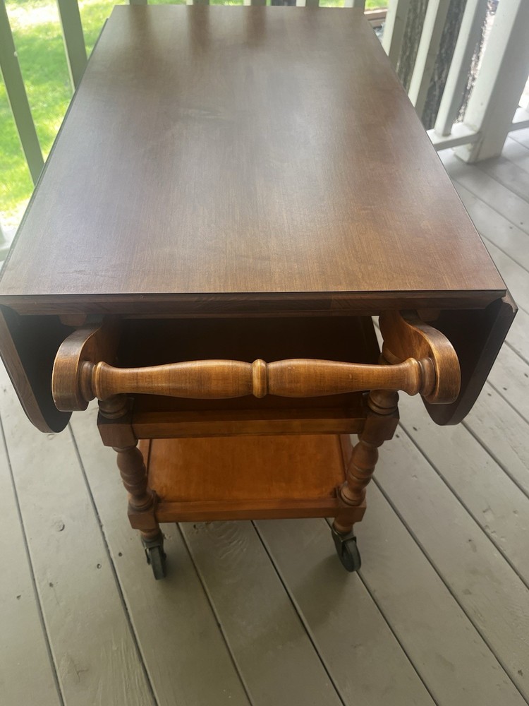 Tell City Vintage Maple Server Rolling Buffet Cart - EXC