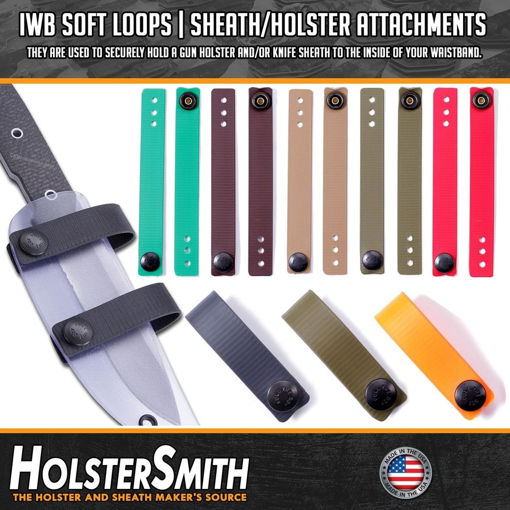IWB Soft Belt Loops - w/Heavy Duty Rubberized Nylon Pull-The-Dot Security Sna...