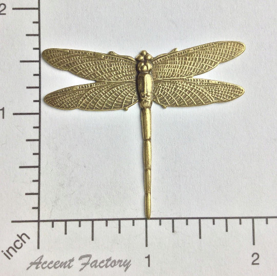 34183- 1-3/4" Large Dragonfly Finding Stamping Brass Ox