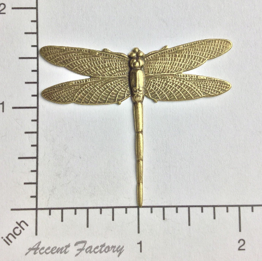34183- 1-3/4" Large Dragonfly Finding Stamping Brass Ox