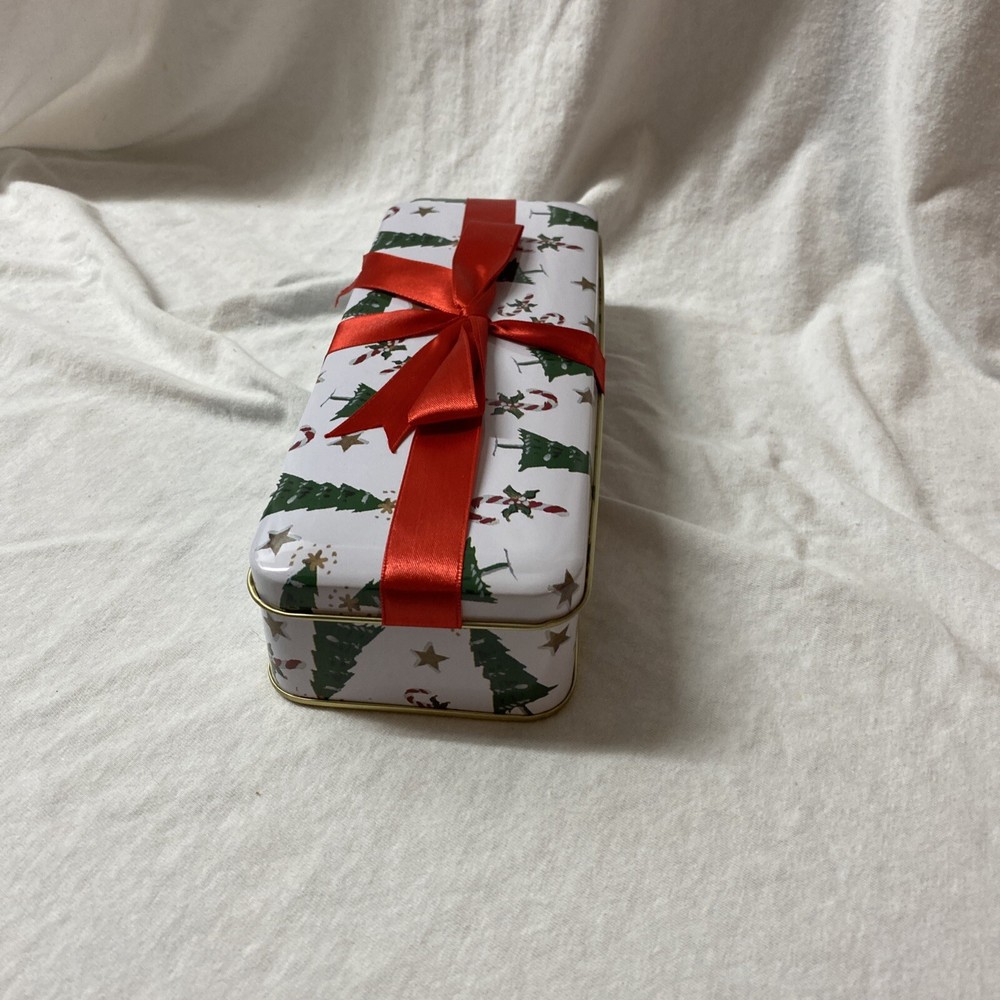 Christmas Tin with Ribbon Holiday