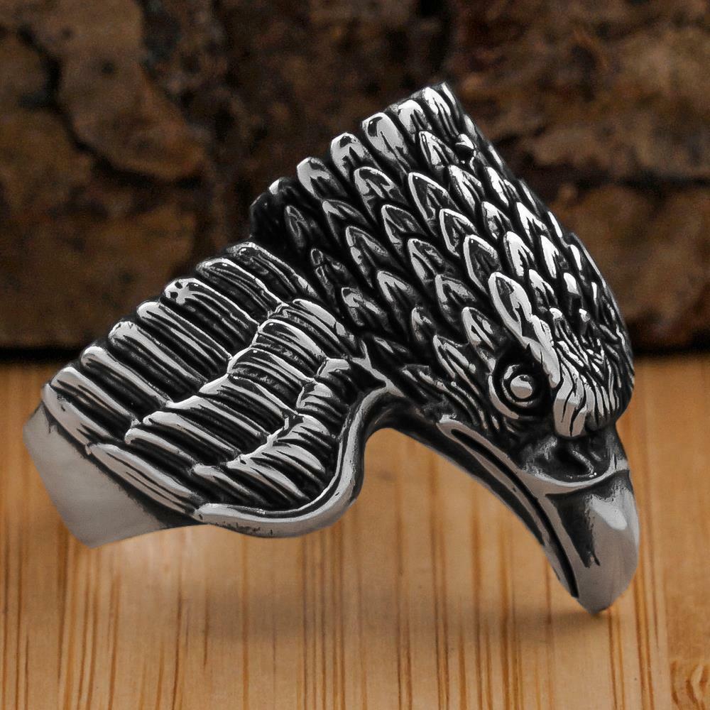 Solid 925 Sterling Silver Eagle Design Men's Ring