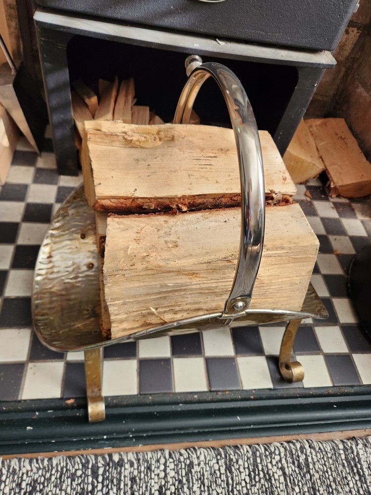 Vintage Brass Fire Wood Holder