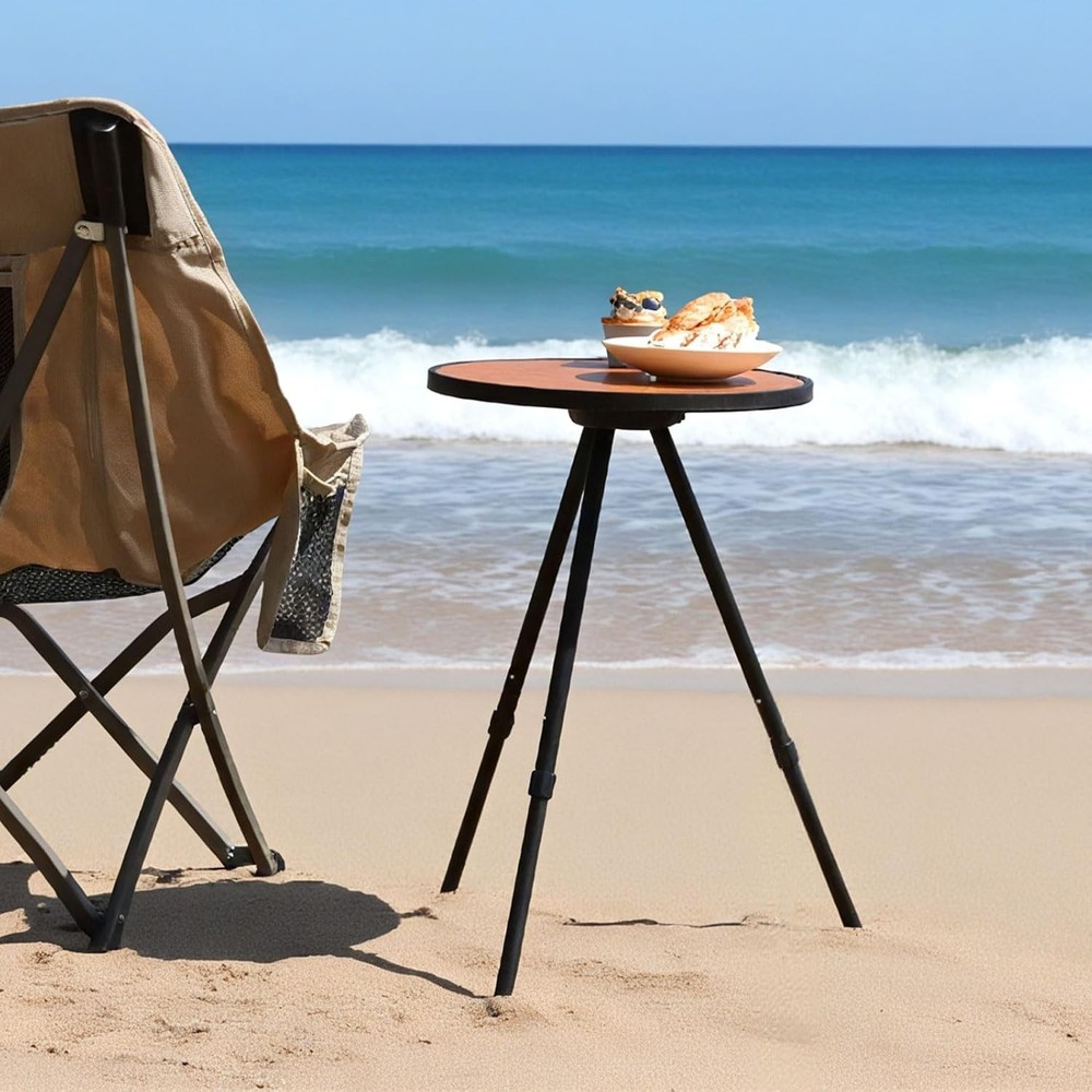 2pack Small Folding Round Portable Patio Table, Height Adjustable Side Table