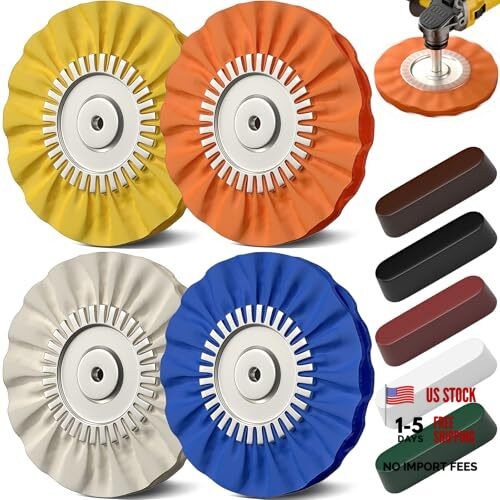 8" Airway Buffing Wheels for 4.5" Angle Grinder, 9PCS Buffer Polisher Wheel
