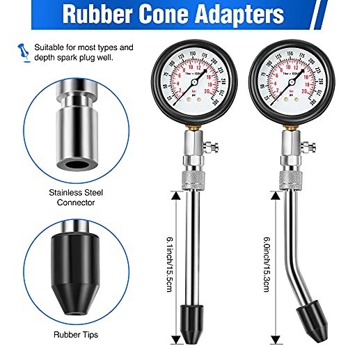 9-Piece Compression Tester Kit & Spark Plug Tester for Car & Motorcycle Engines