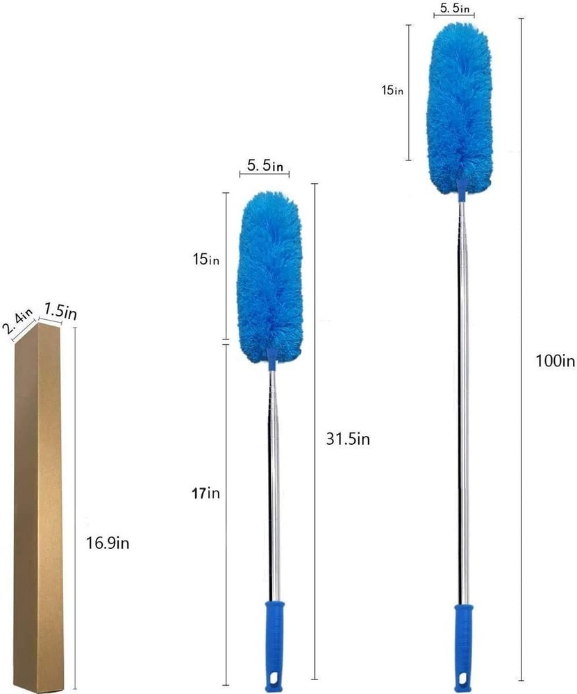 Microfiber Feather Duster Extendable Duster W/ 100 inches Extra Long Pole