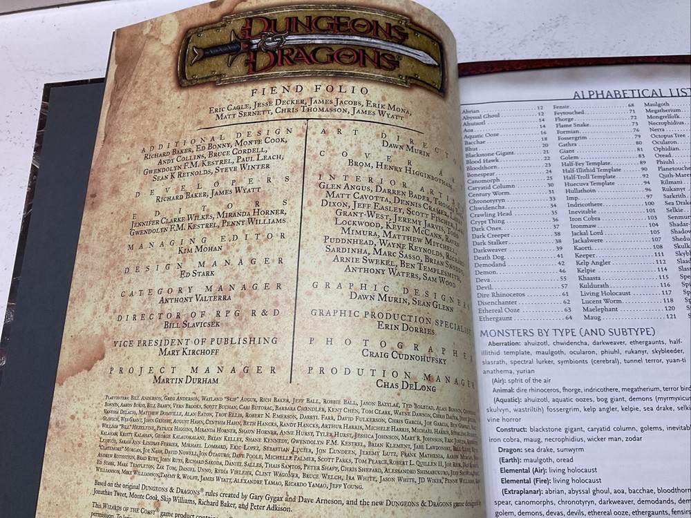 D&D 3.5 Fiend Folio RPG 2003 1st Printing HC EXC