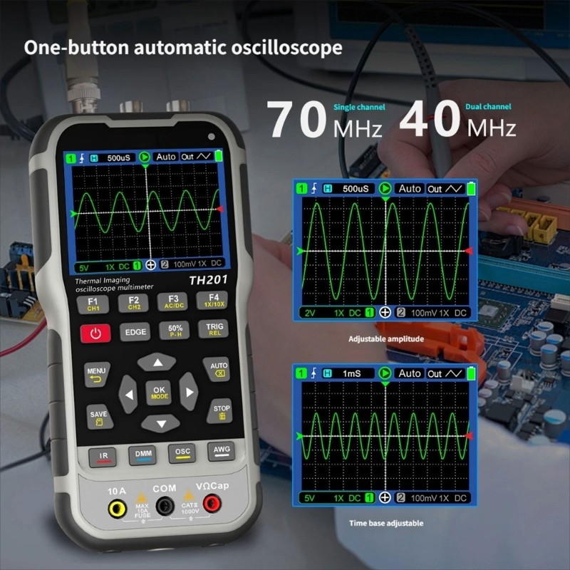 High Resolution Double Channel Oscilloscope with Thermal Imaging for Electronics