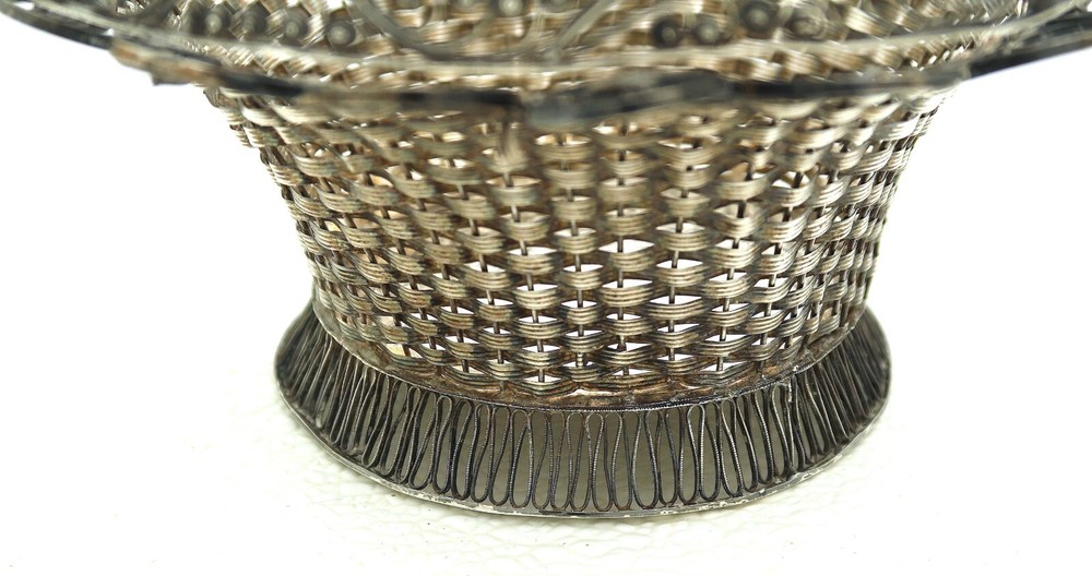 Nuremburg German Solid Silver Woven Filigree Basket marked Winter ca 1820