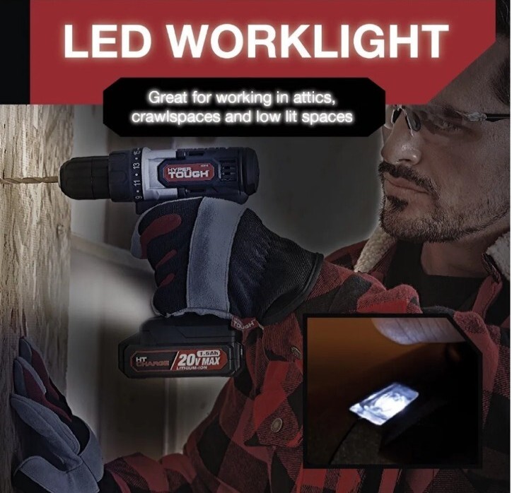 New 2 Tools Hyper Tough Cordless Drill - 20V Impact Driver -Combo Kit -Fast Ship