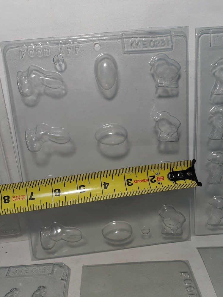6 pieces, Easter Spring Chocolate Soap Molds, Plastic, Eggs, Chicks, Lamb Bunny,
