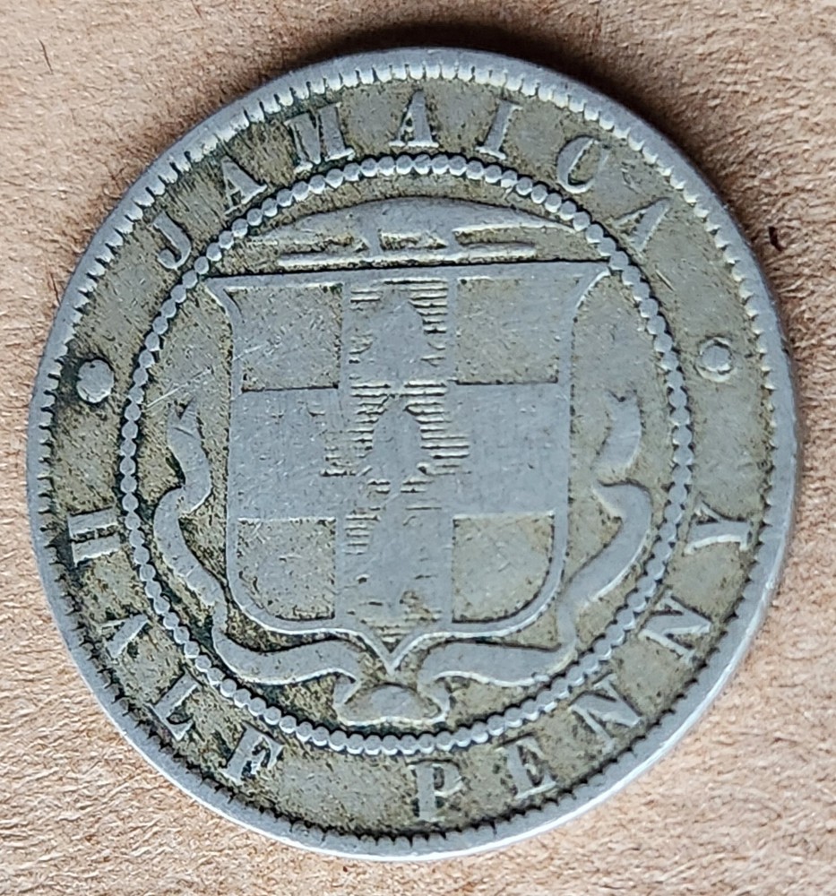 •1885•BRITISH JAMAICA•HALF PENNY•