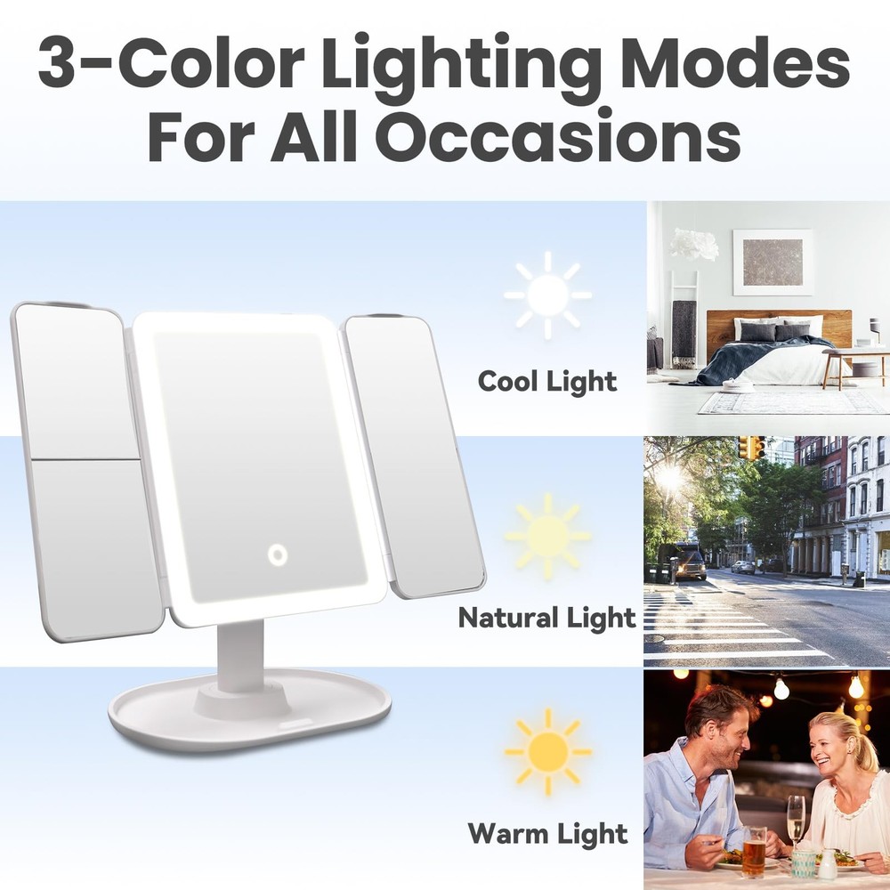 Makeup Mirror with Lights，Vanity Mirror with Lights 2X/3X/10X Magnification, ...