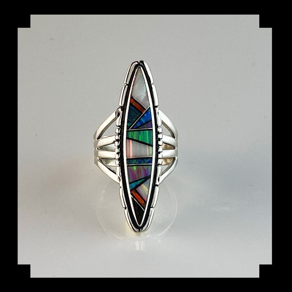 Sterling and Inlay Opalite Ring Size 7