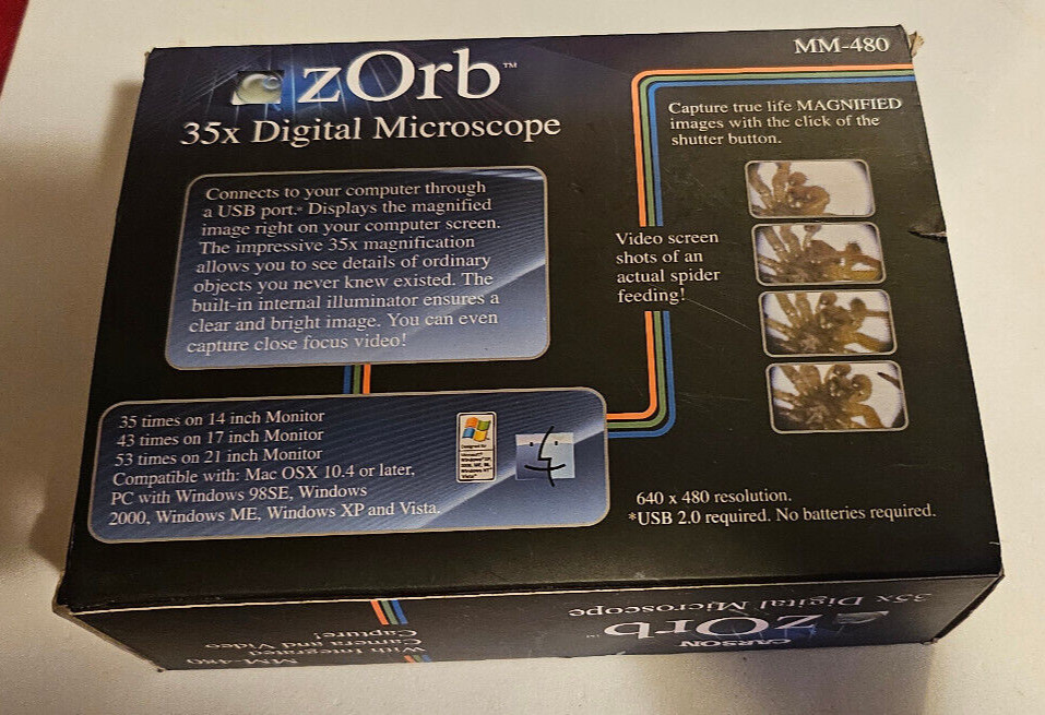 CARSON ZORB 35x Digital Microscope Surf Blue MM-480 MAC-PC With CD -TESTED