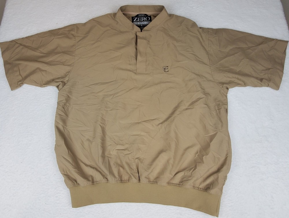 Zero Restriction Superlight Made in USA Mens Large Tan Golf Windbreaker Pullover