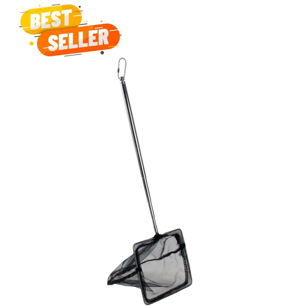 Compact Adjustable Fish Net with Long Handle - Perfect for Aquarium Maintenance