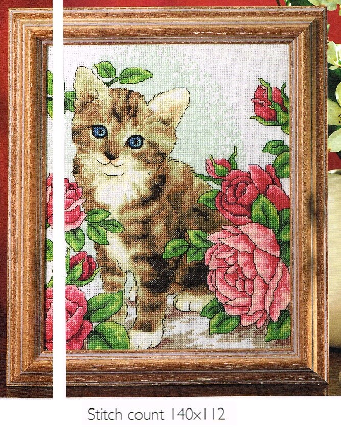 PETALS AND PURRS  CROSS STITCH PATTERN ONLY  - HGG