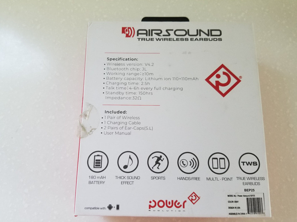 Airsound True Wireless Bluetooth Earbuds by Power Evolution