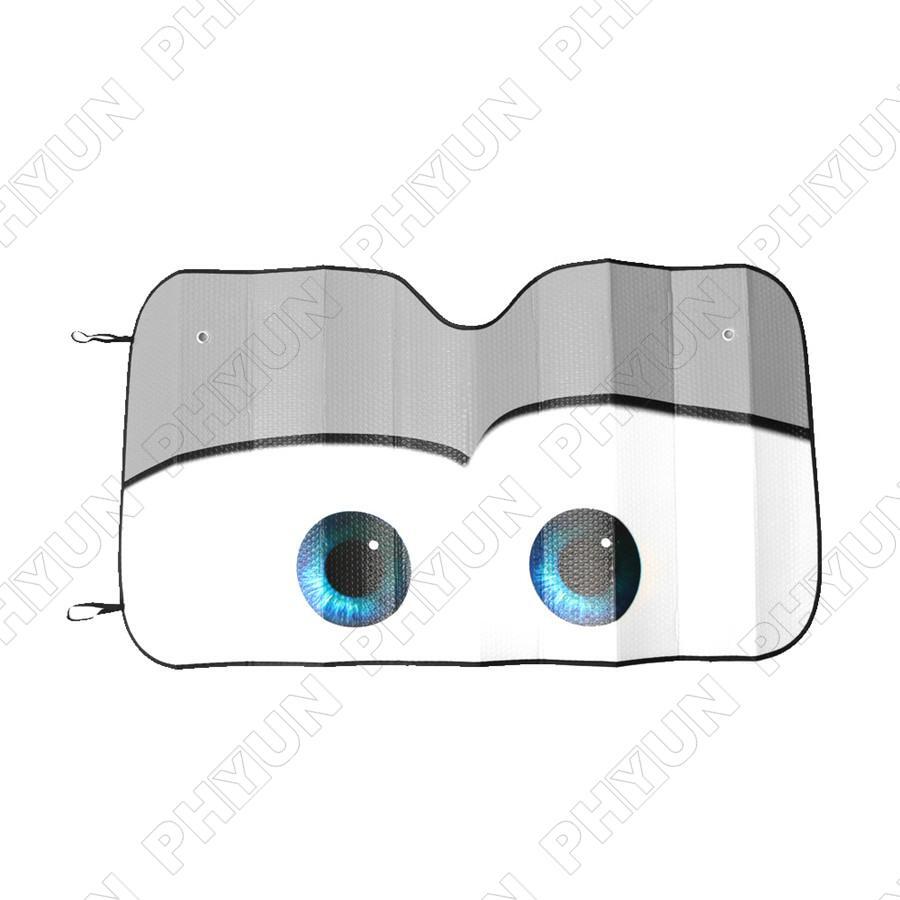 Gray Car Windscreen Sunshade Cover Sun Visor UV Shield Cartoon Big Eyes Pattern