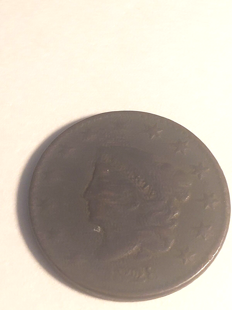 Coronet Large Cent 1828 G/VG Worn Die/Weak Strike Obverse
