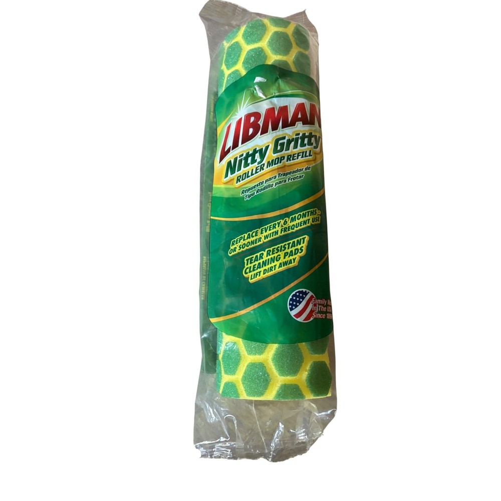 NEW Libman Nitty Gritty Roller Mop Refill Green Yellow Sponge #02011 New