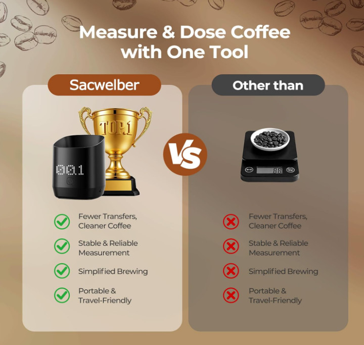 Subscale Digital Dosing Cup - 1g Precise Scale with LED Display & USB-C - Black