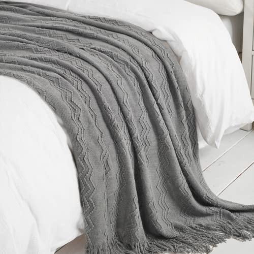 Greyish Throw Blanket 50x60 Inches Throw Textured Solid Soft 50"x60" Dark Grey