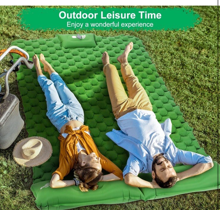 WANNTS Sleeping Pad Ultralight Inflatable Double Sleeping for Camping, Green