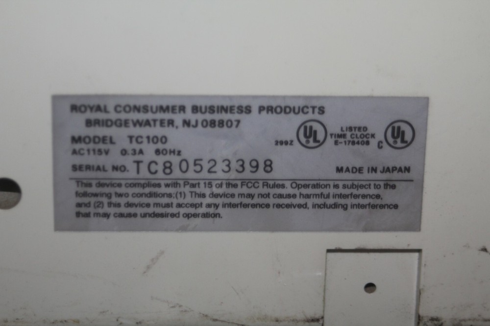 Royal Consumer Business Products Model TC100