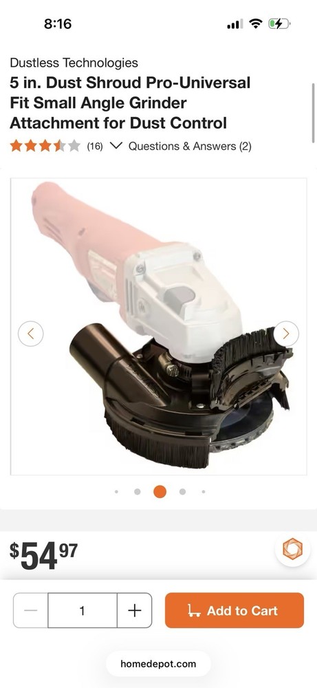 Dustless Technologies Universal 4-6" Grinder Dust Shroud Pro.