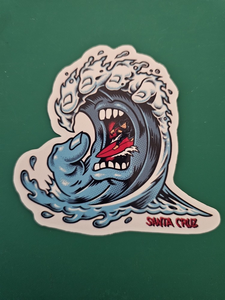 Blue Hand Santa Cruz Wave Sticker