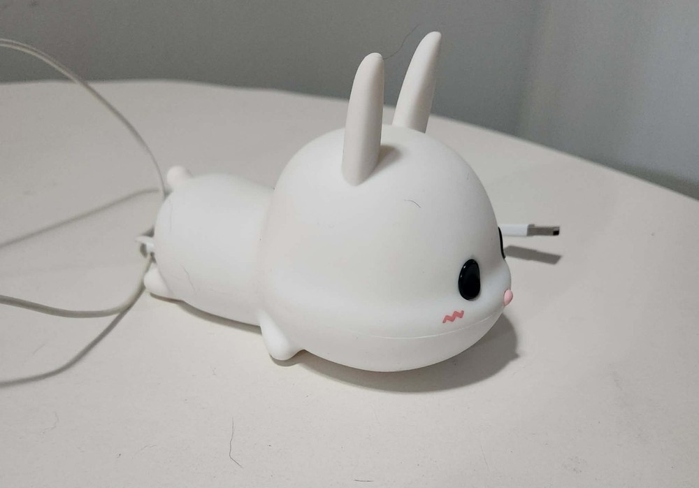 Rabbit USB Silicone Night Light for Kids & Teens, Smooth Finish, White