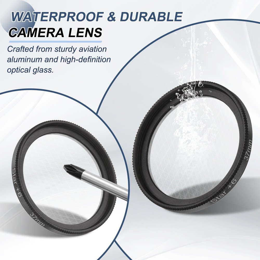 37mm Star Filter 8 Points Starburst Len Filter Variable Twinkle Effect Black