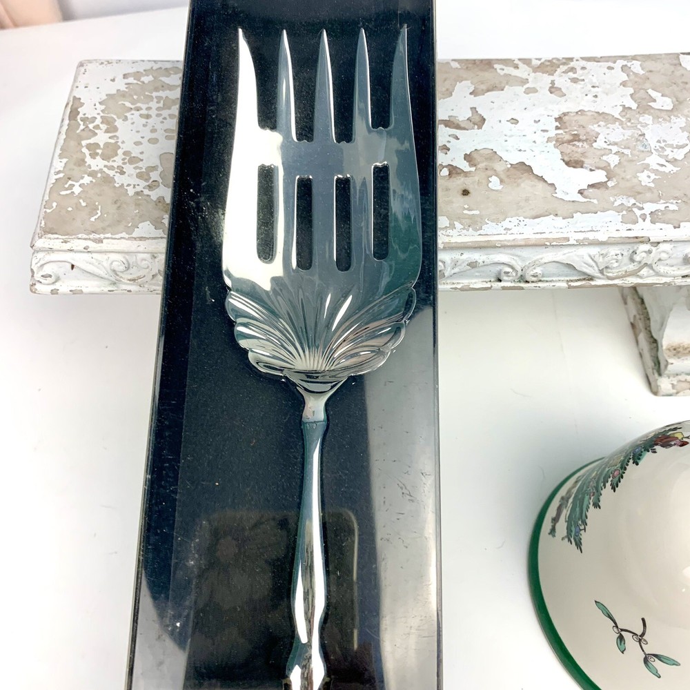 Spode Christmas Tree Handled Dinner Bell & Meat Fork In Box EUC