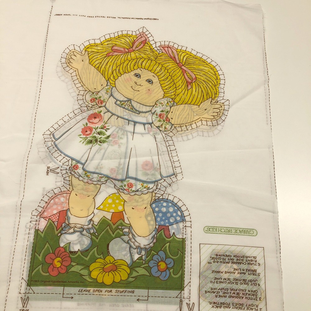 By The Panel Vintage 1983 Cabbage Patch Kids Pillow Panel Fabric