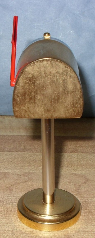 LAFAYETTE MINIATURE BRASS MAILBOX CLOCK, WORKING , NEW BATTERY