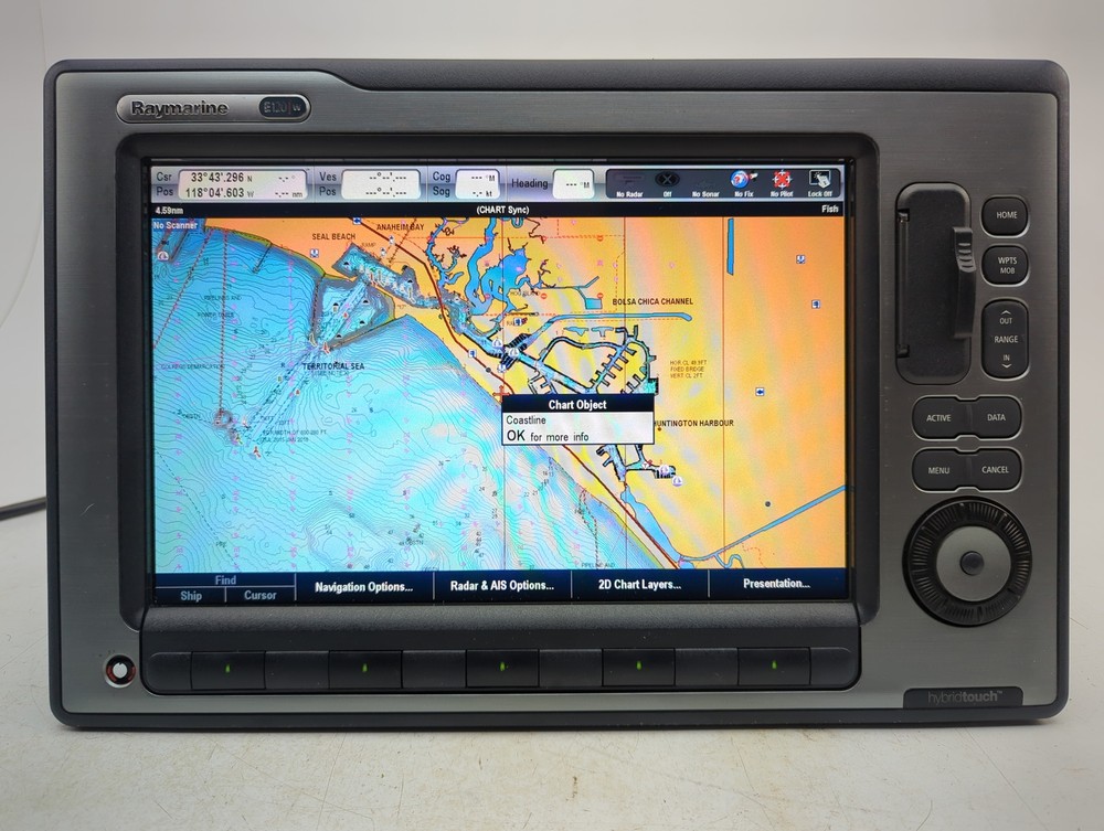 Raymarine E120W E62223 Touchscreen 12" FishFinder Radar GPS Chartplotter Display