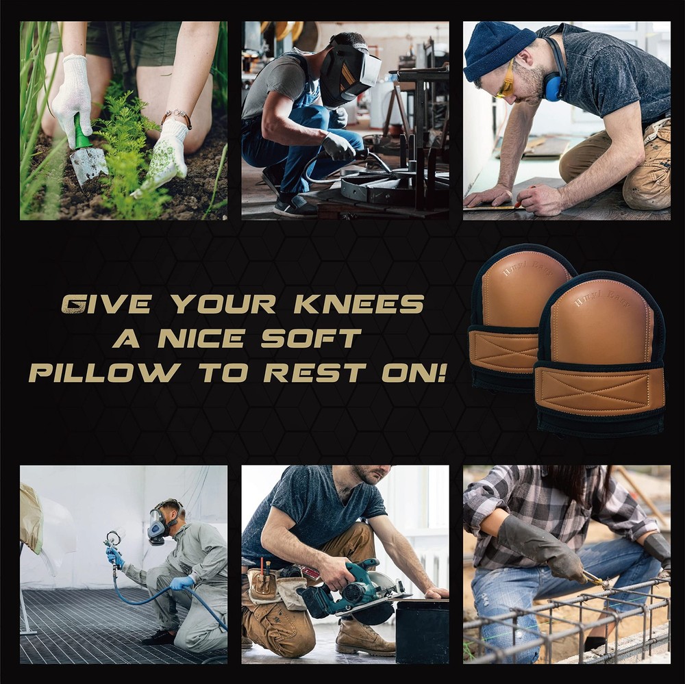 Super Soft Knee Pads for Work, Replaceable Inner Cushion Design, Leather Knee...