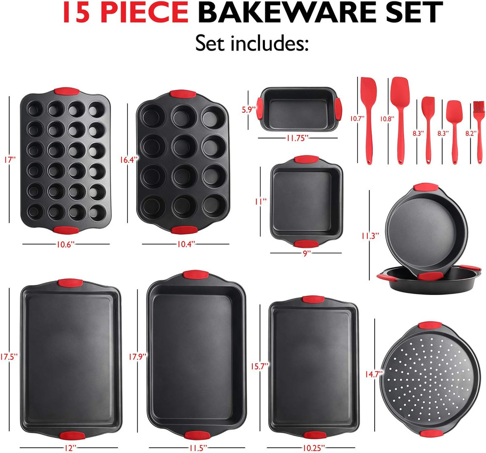 Baking Pan Set, 39 Piece Premium Baking Set, Nonstick Bakeware Sets BPA Free, Co