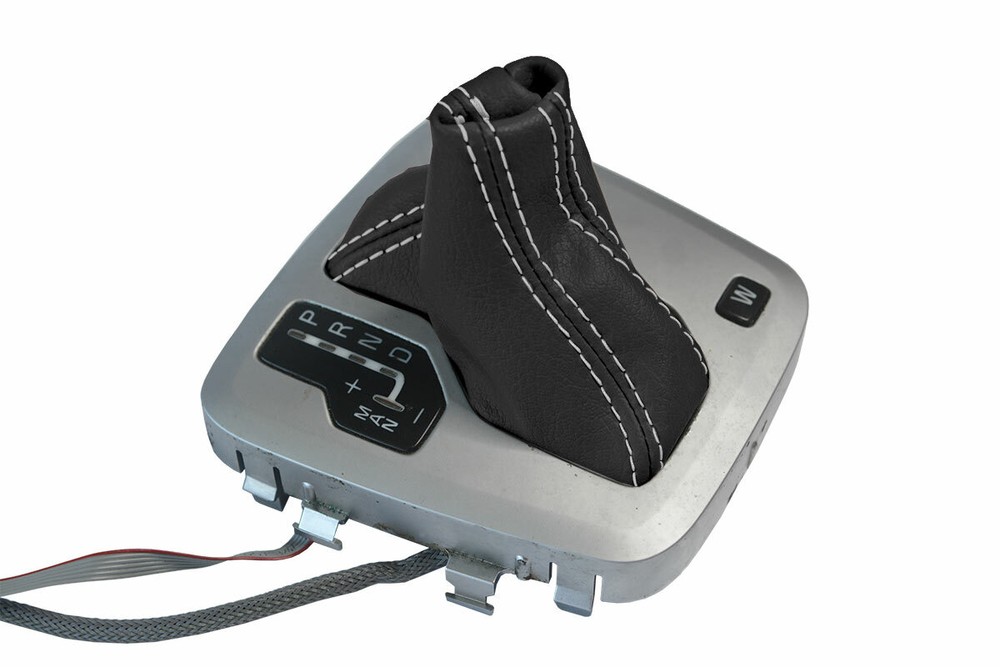 Automatic Shift Boot Cover Leather for Volvo XC90 2003-2014 Black White Stitch